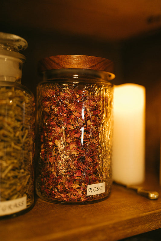 Apothecary cabinet at the skin sanctum in Denver Colorado for custom facials