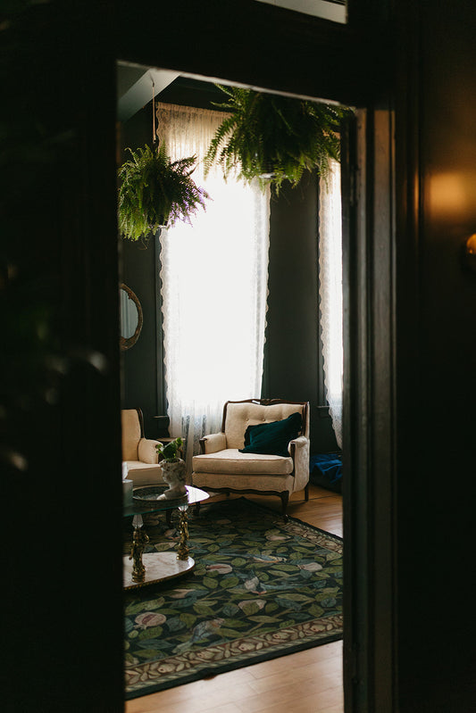 The spa waiting room at the skin sanctum in Denver Colorado 
